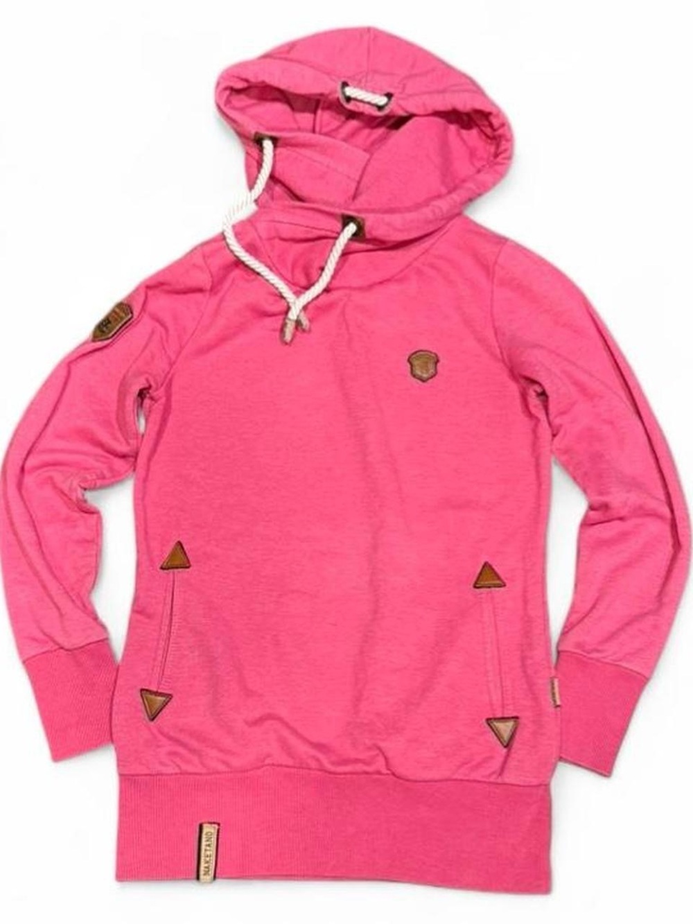 Naketano Asymetrical Hood Pink Slim Long Pullover Hoodie